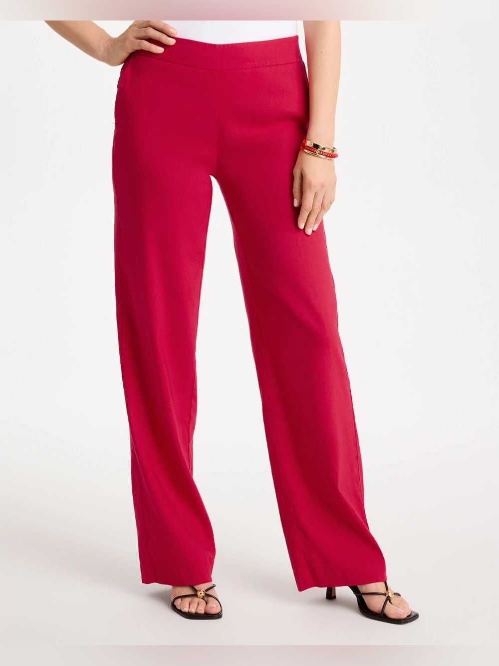 Chico’s Pull-On Wide Leg Linen Red Pants Women’s Size 00 R / 2 Small NWT Regular